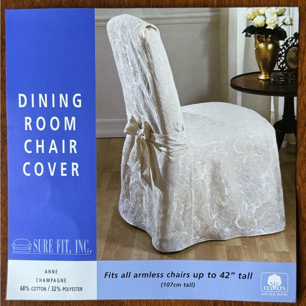 Sure Fit Champagne Dining Chair Cover - Set of 3 - Picture 6 of 9